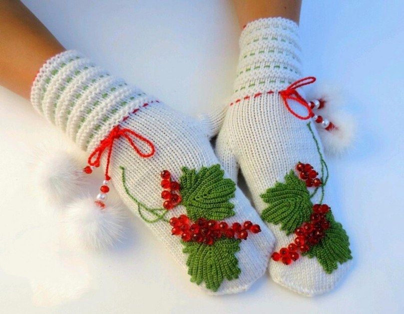 Варежки спицами